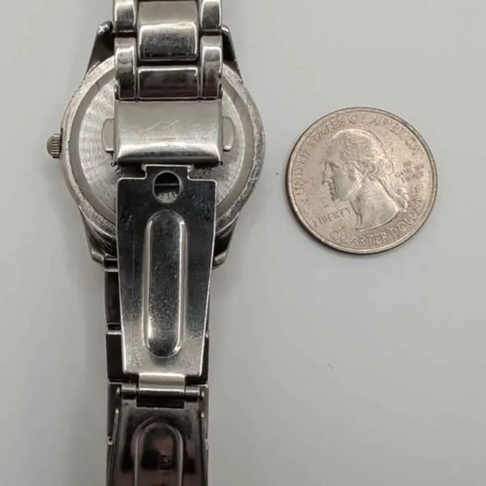 FMD FMDCT391 Women's Watch Silver Tone White Links Crystal Bezel NEW BATTERY